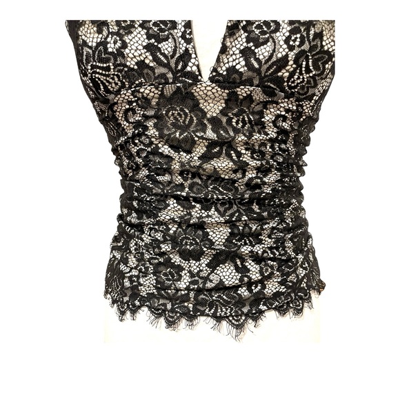 Black Lace & Satin Top - White House Black Market Women’s Size 2 - Vintage - Picture 8 of 16